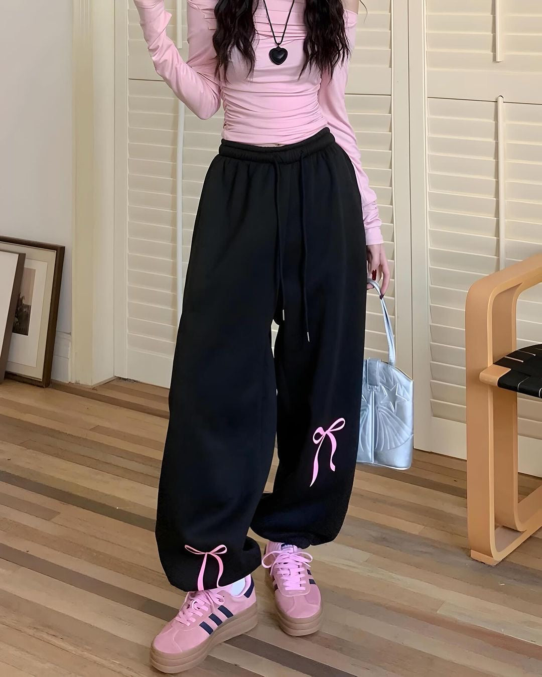 بيجامة فيونكة اوفر سايز أسود