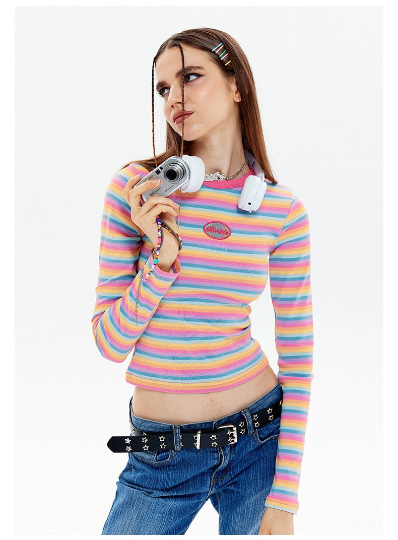 Rainbow Striped T-Shirts long sleeve