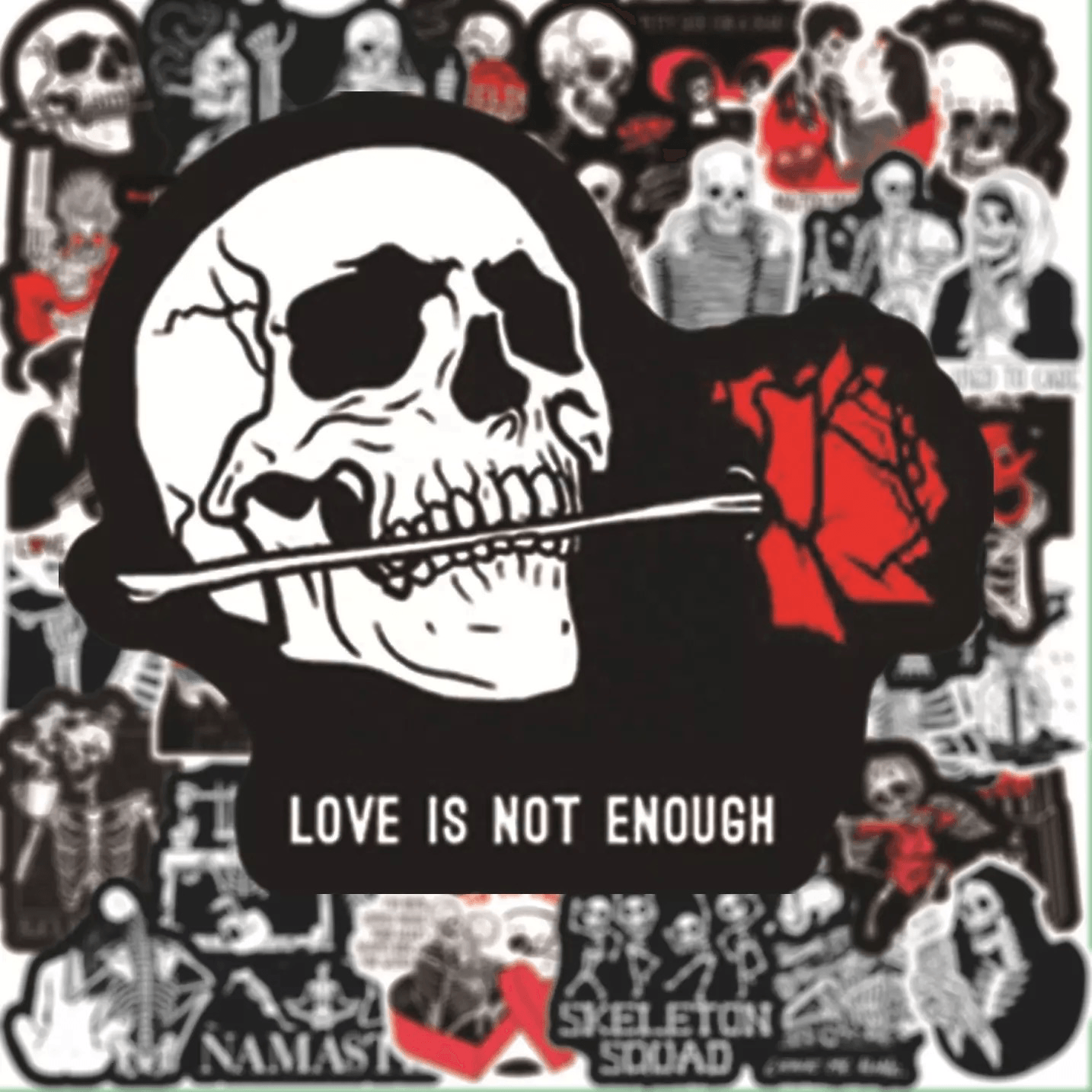 50Pcs Red Black Skeleton Stickers - مـوها ستـور