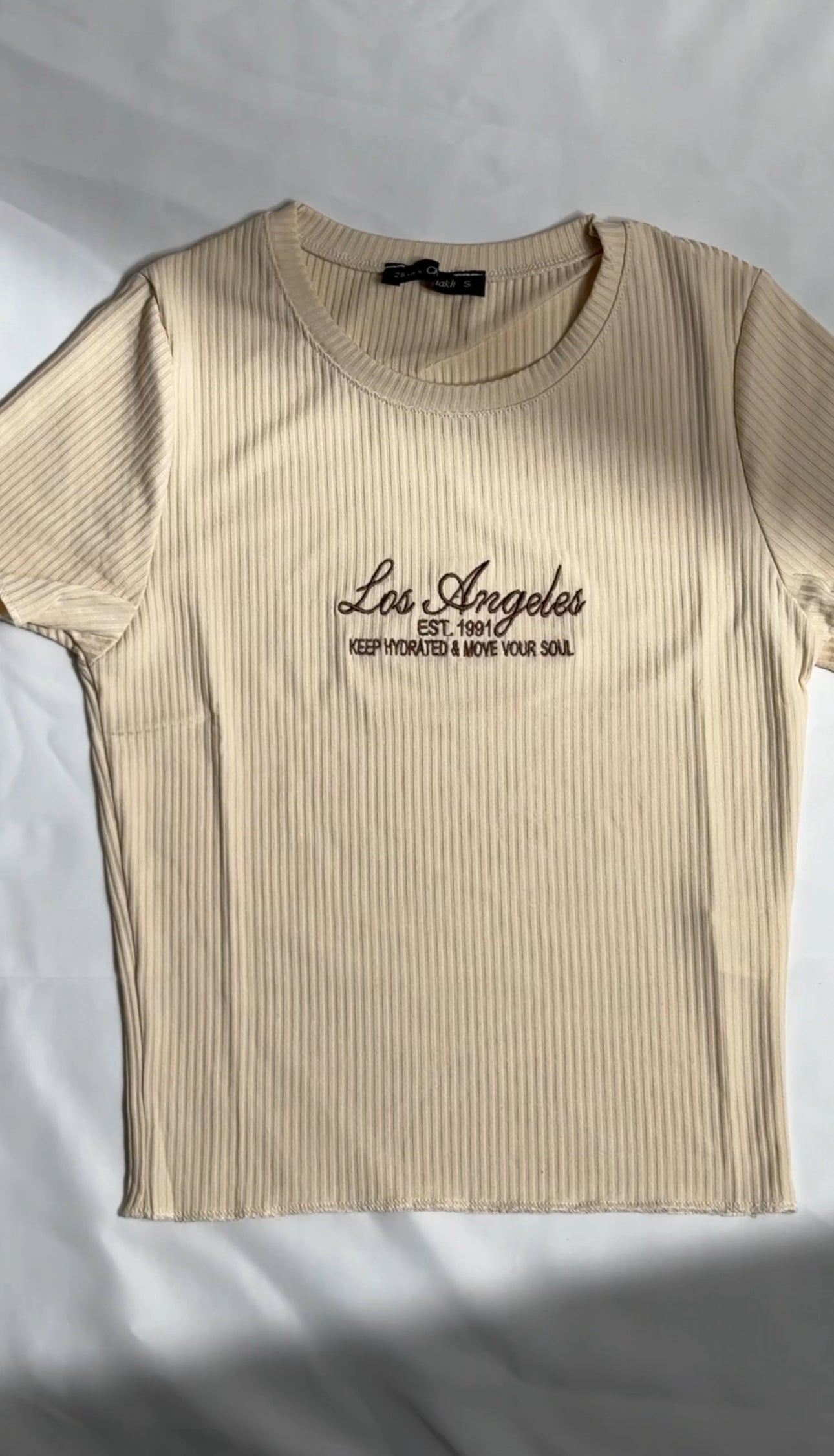 beige Los Angeles Crop