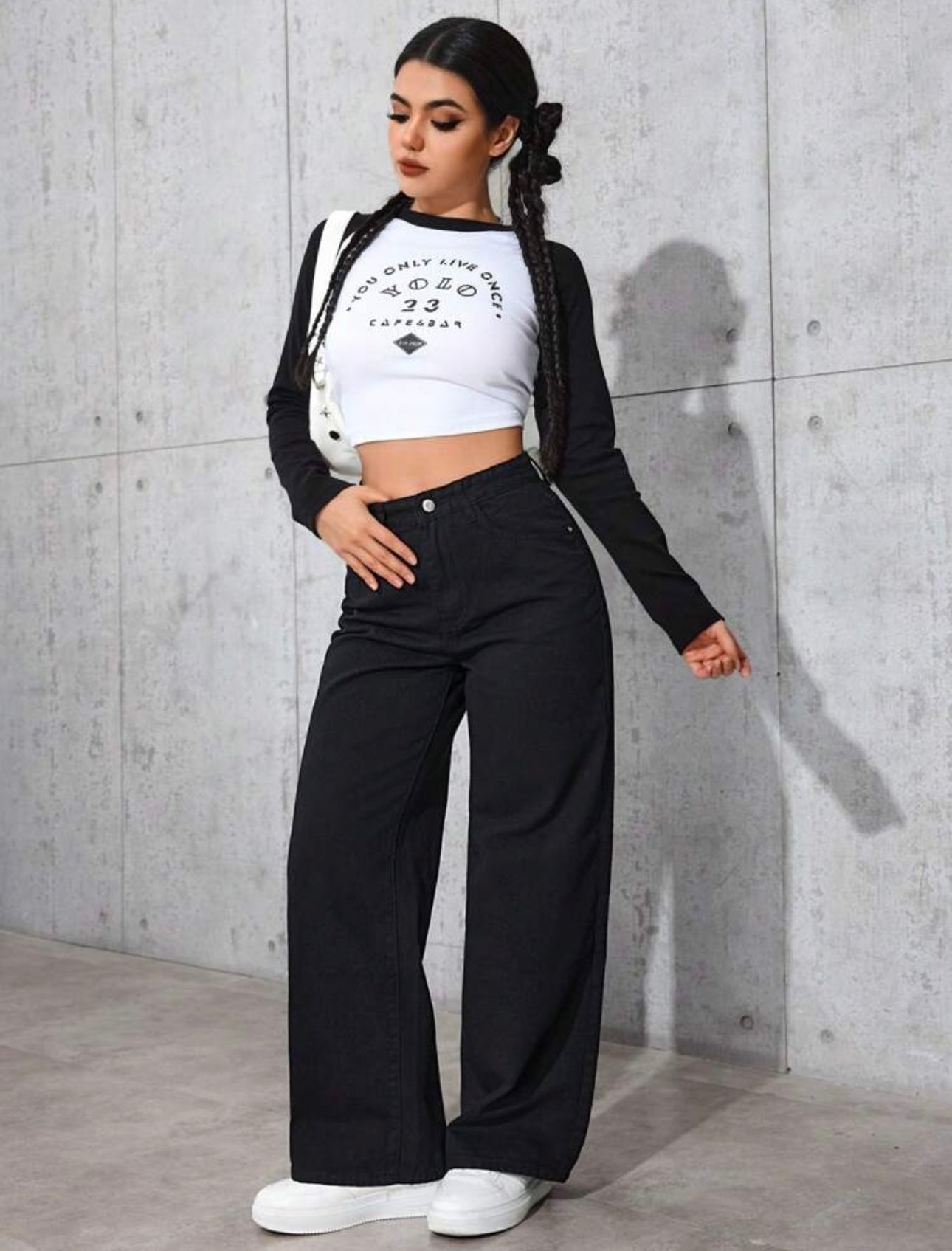 جينز باكي أسود سادة