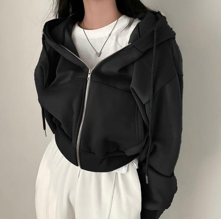 هودي سحاب أسود قصير