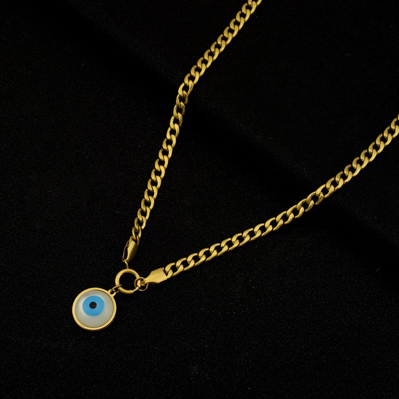 Necklace Titanium Steel  Eye Lucky Blue N13