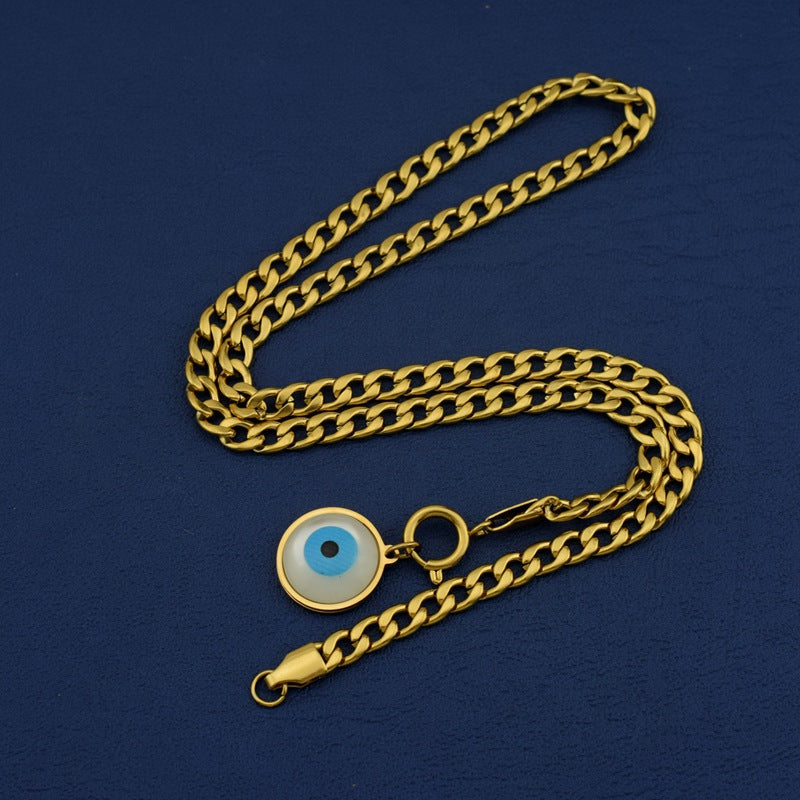 Necklace Titanium Steel  Eye Lucky Blue N13