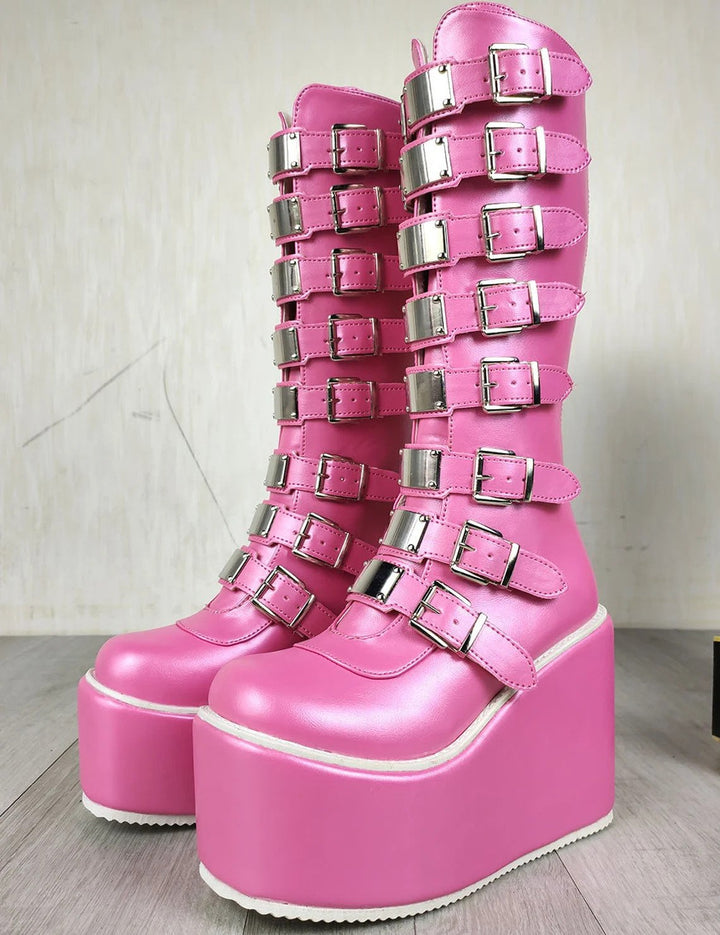 Punk Demonia Platform Pink Boots - مـوها ستـور