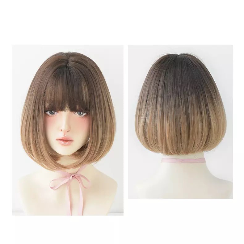 Wig Korean short bob natural gradient color button - مـوها ستـور