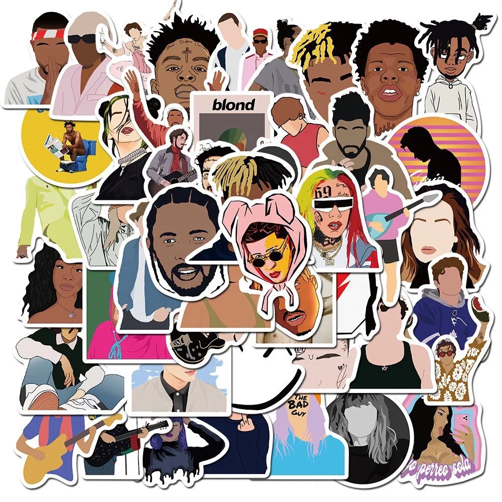famous Rapper 50 Piece Stickers – موها ستور