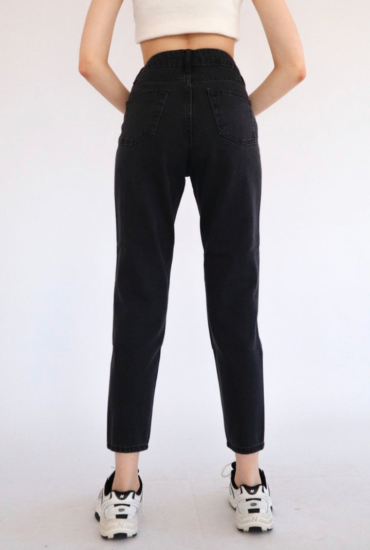Black Ripped Mom Jeans - مـوها ستـور