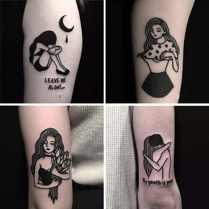 Set of 100 Dark Series Tattoo Stickers - مـوها ستـور