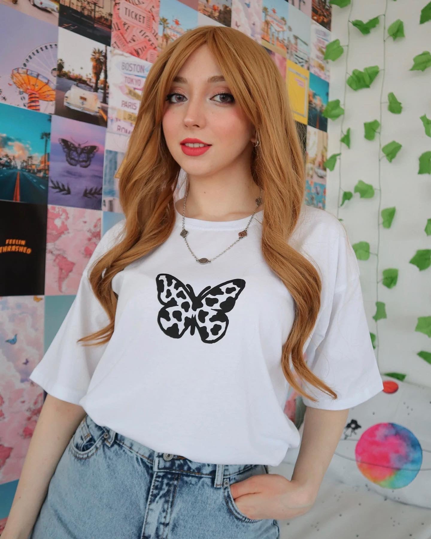 White Cow Pattern Butterfly T-Shirt - مـوها ستـور