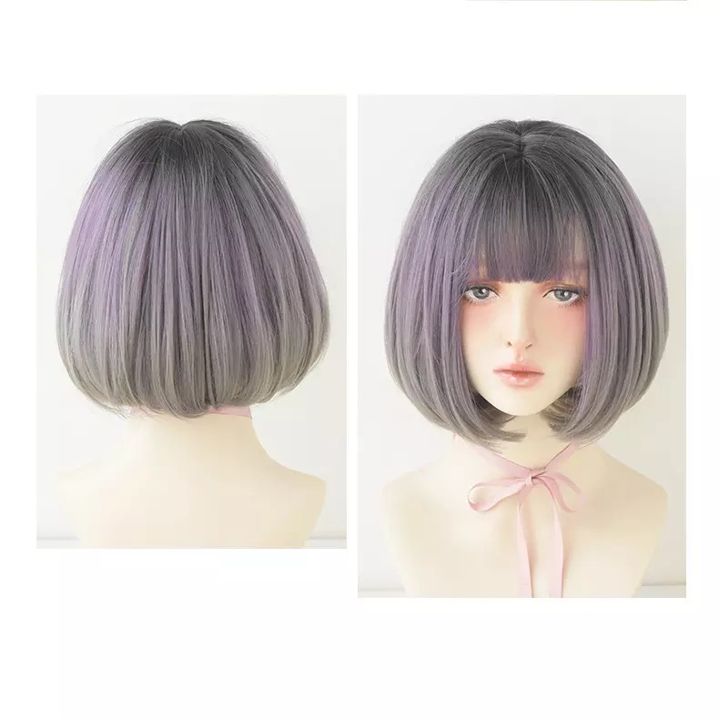 Wig Korean short bob natural gradient color button - مـوها ستـور