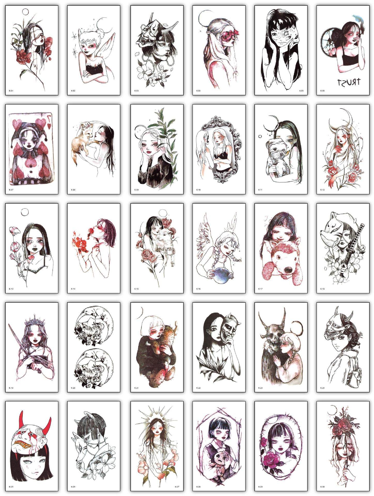 30/pcs girly style temporary tattoo sticker - مـوها ستـور