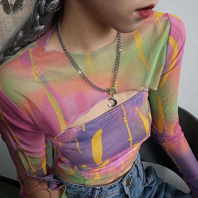 ‏Punk style simple moon OT buckle necklace - مـوها ستـور