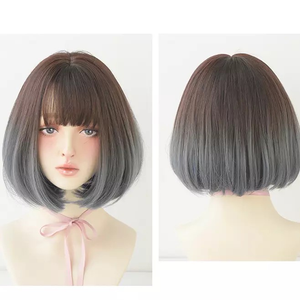 Wig Korean short bob natural gradient color button - مـوها ستـور