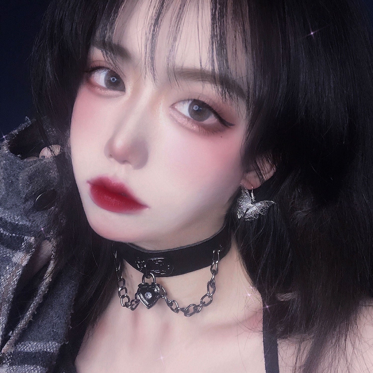 choker collar dark black peach heart - مـوها ستـور