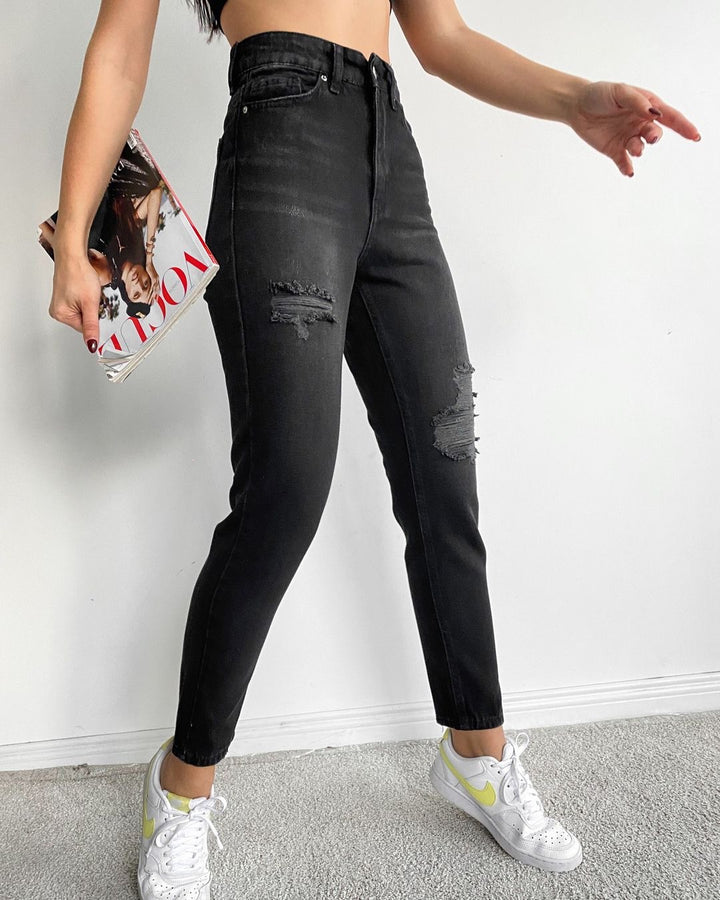 Momjeans black ripped - مـوها ستـور