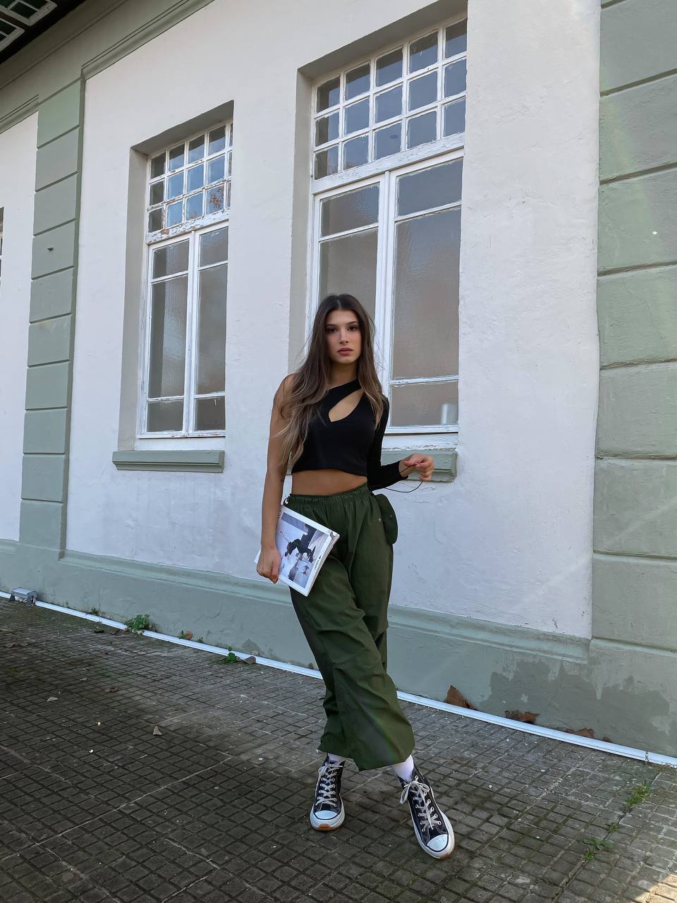 Cargo jeans in olive color