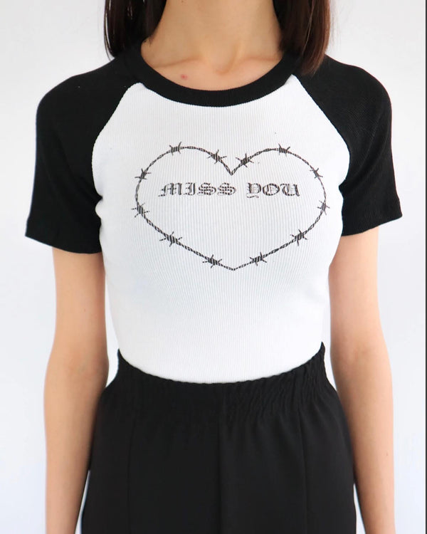 t shirt Thorn Heart Miss You Crop - مـوها ستـور