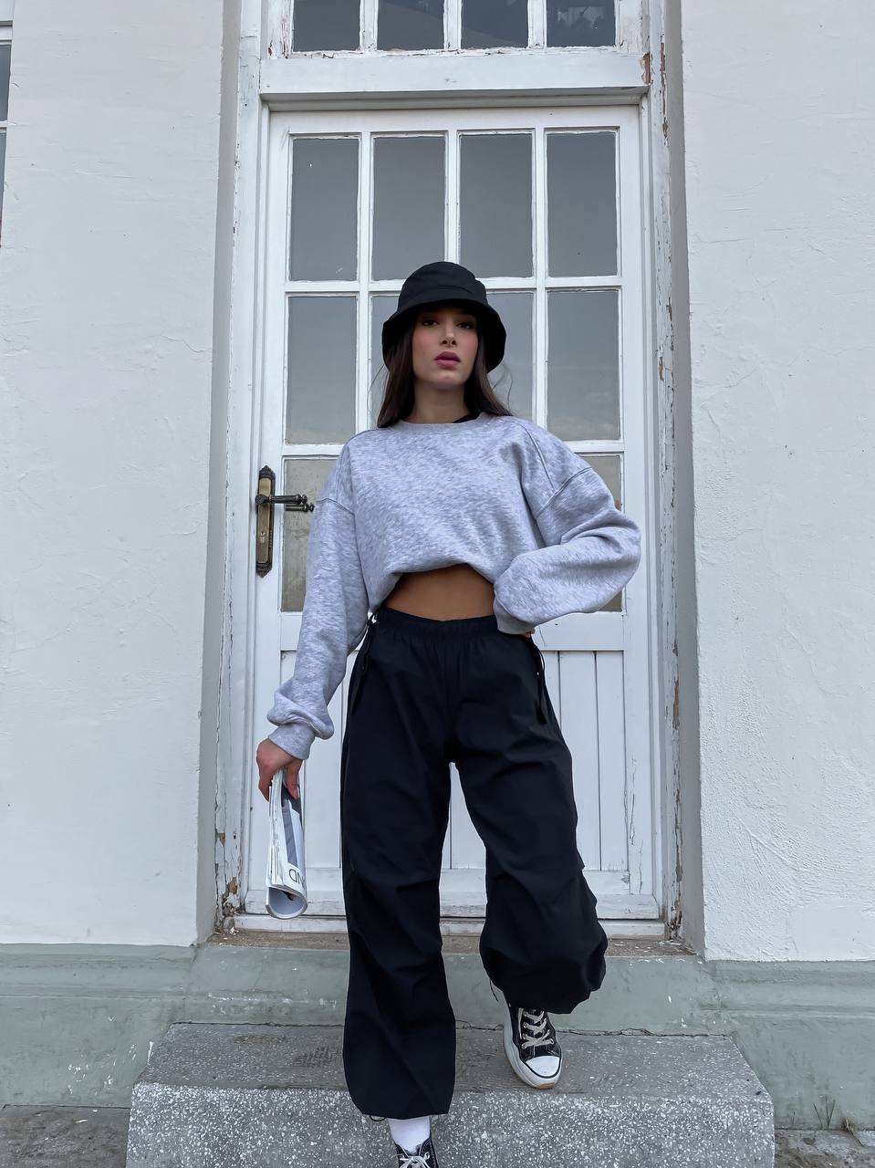 Black parachute jeans