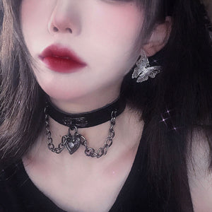 choker collar dark black peach heart - مـوها ستـور