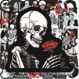 50Pcs Red Black Skeleton Stickers - مـوها ستـور