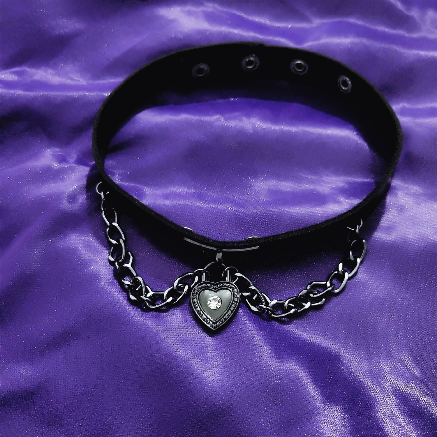 choker collar dark black peach heart - مـوها ستـور