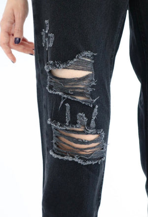Black Ripped Mom Jeans - مـوها ستـور