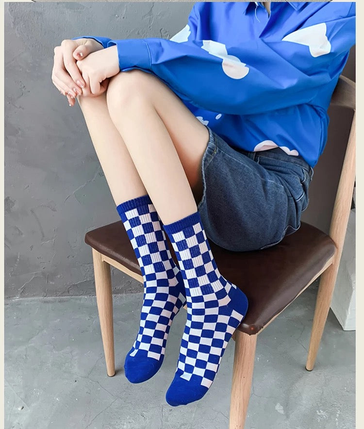 chess Blue socks S110