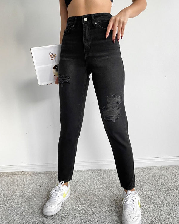 Momjeans black ripped - مـوها ستـور