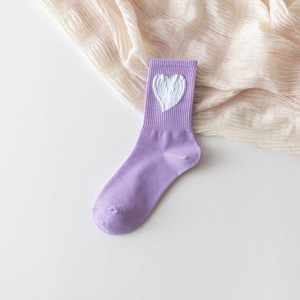 white heart purple socks