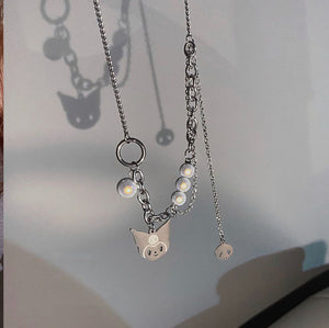 Kuromi multilayer pearl necklace A1 - مـوها ستـور