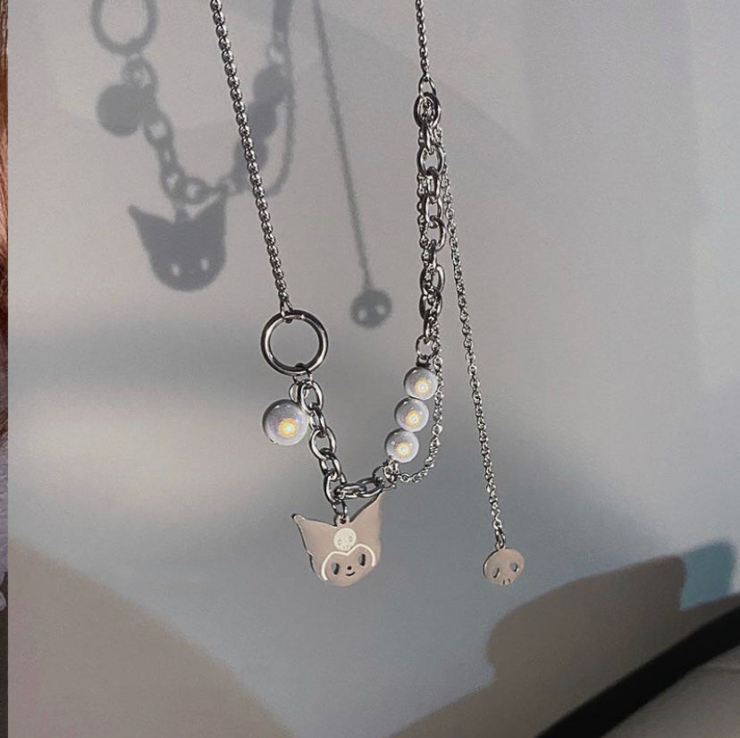 Kuromi multilayer pearl necklace A1 - مـوها ستـور