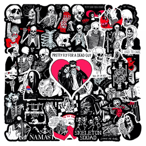 50Pcs Red Black Skeleton Stickers - مـوها ستـور