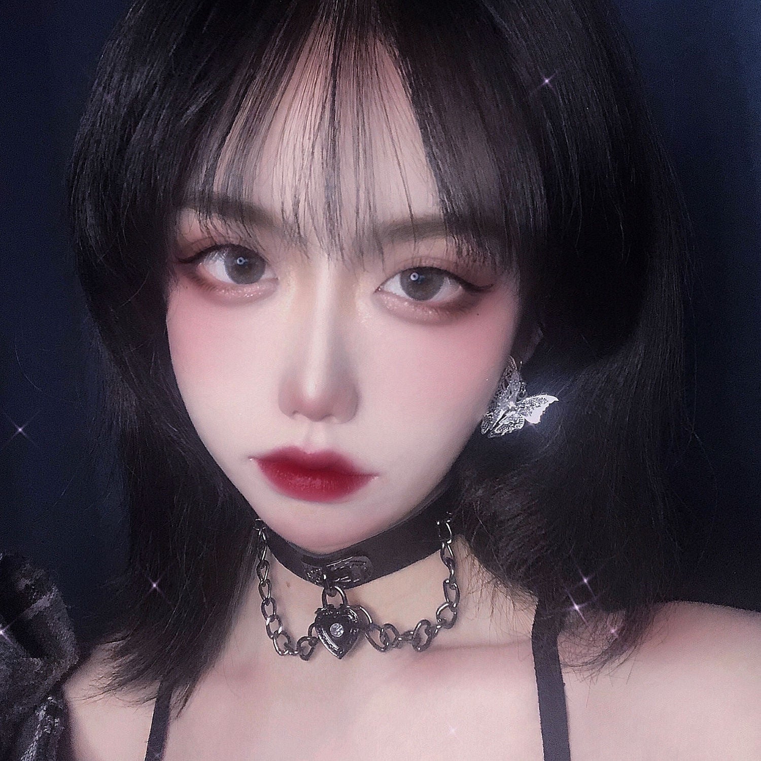 choker collar dark black peach heart - مـوها ستـور