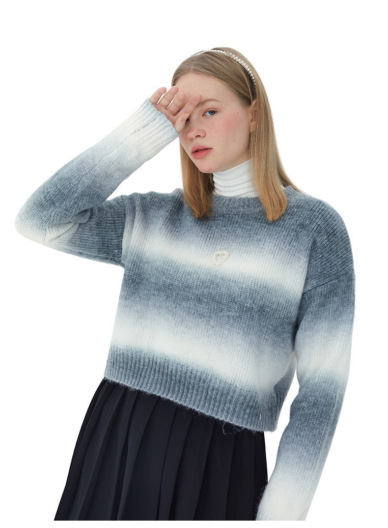 ‏Gradient Striped Crop Sweater