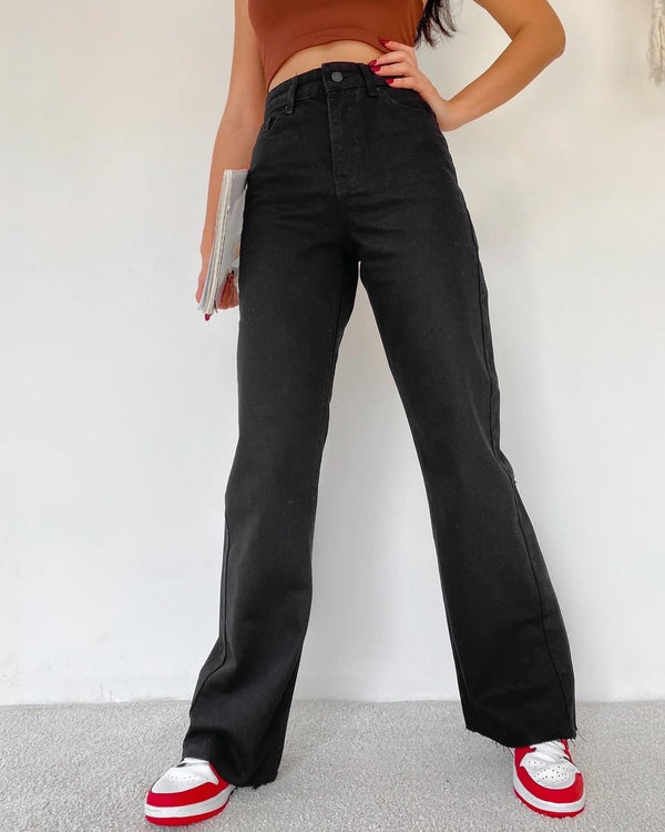Jeans‏ Wide Leg black - مـوها ستـور